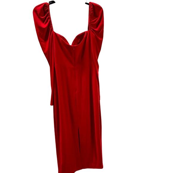 Mac Duggal Red Dress Midi Keyhole cutout long sleeves holiday party Size 2 NWT - Picture 6 of 7